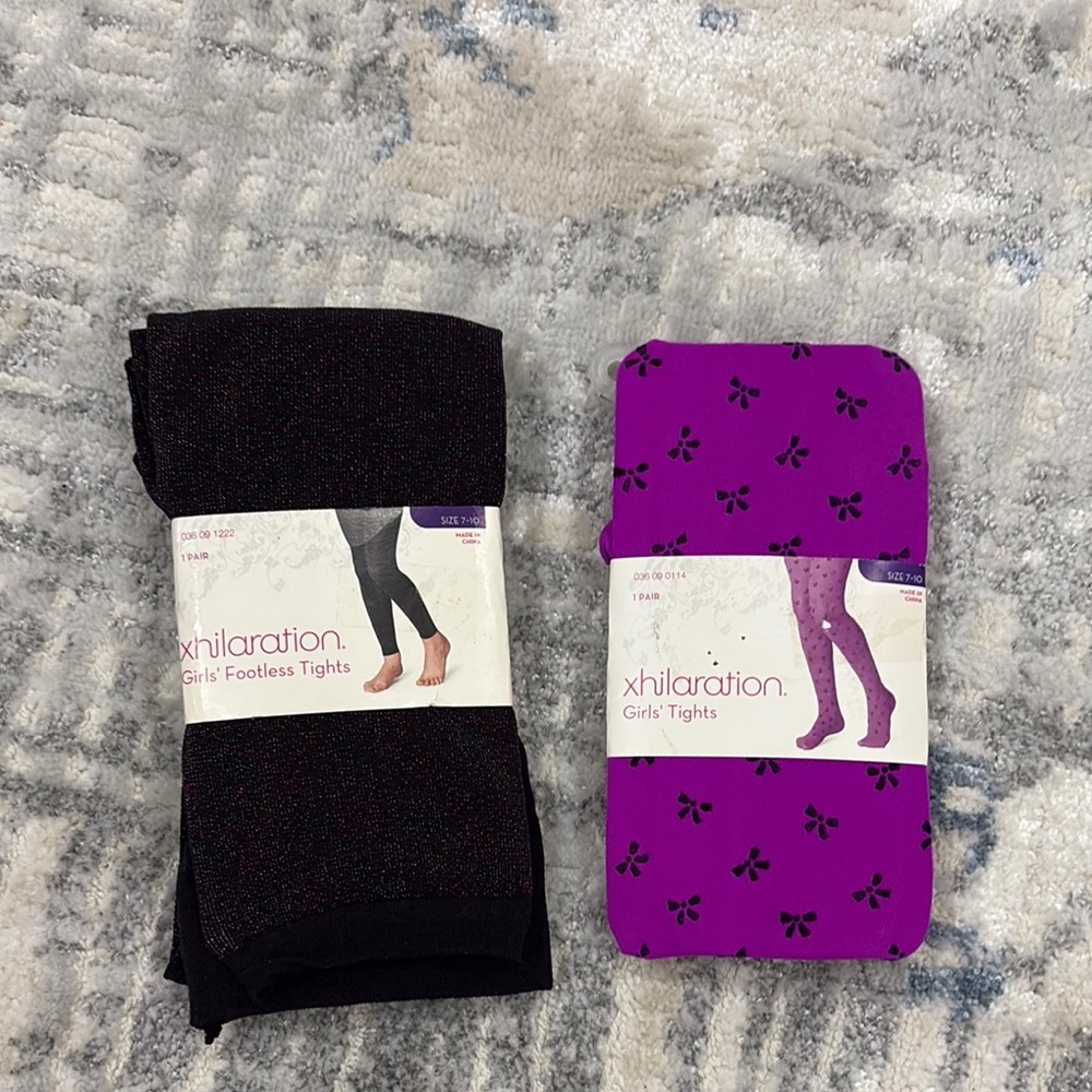 Xhilaration Black and Purple Girls' Tights Set